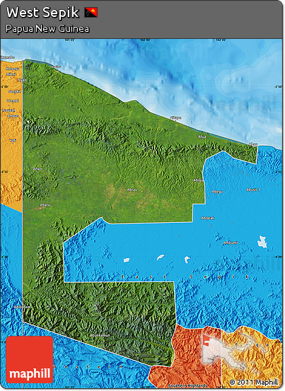 Satellite Map of West Sepik, political outside