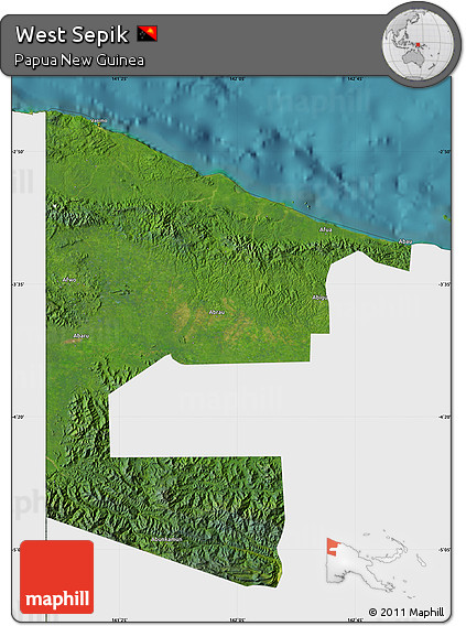 Satellite Map of West Sepik, single color outside