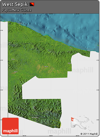 Satellite Map of West Sepik, single color outside
