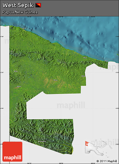 Satellite Map of West Sepik, single color outside
