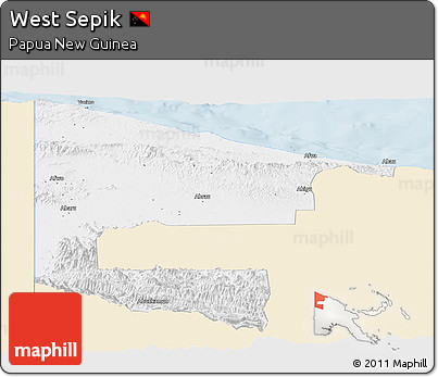 Classic Style Panoramic Map of West Sepik, single color outside