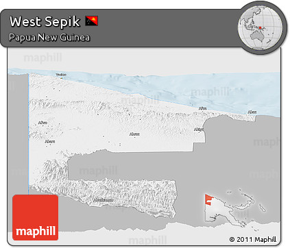Gray Panoramic Map of West Sepik, single color outside