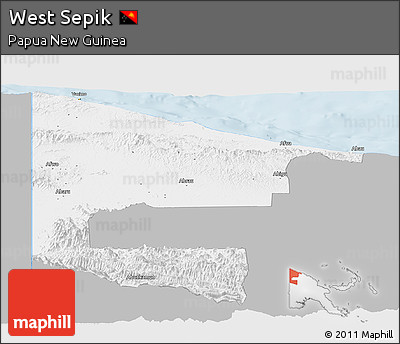 Gray Panoramic Map of West Sepik, single color outside