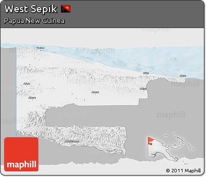 Gray Panoramic Map of West Sepik, single color outside
