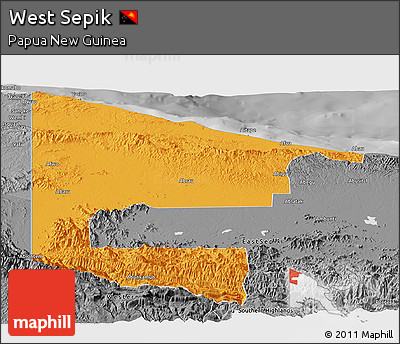 Political Panoramic Map of West Sepik, desaturated
