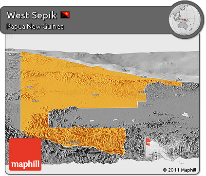 Political Panoramic Map of West Sepik, desaturated