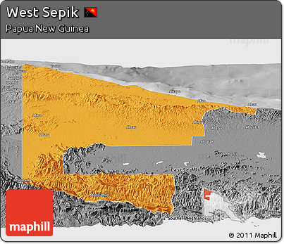Political Panoramic Map of West Sepik, desaturated
