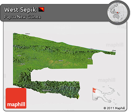 Satellite Panoramic Map of West Sepik, cropped outside