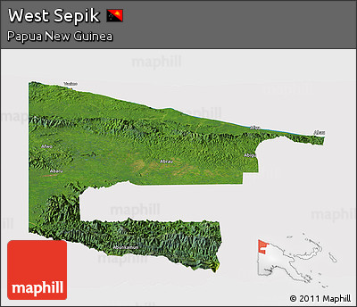 Satellite Panoramic Map of West Sepik, cropped outside