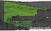 Satellite Panoramic Map of West Sepik, darken, desaturated