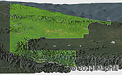 Satellite Panoramic Map of West Sepik, darken, semi-desaturated