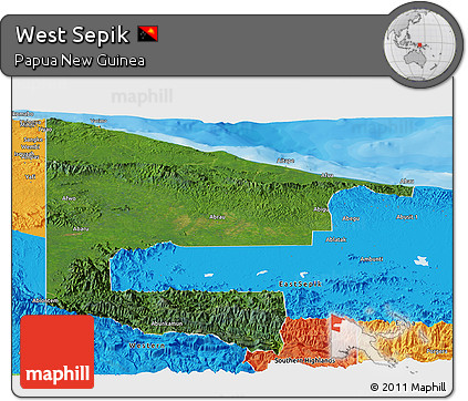 Satellite Panoramic Map of West Sepik, political outside