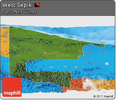 Satellite Panoramic Map of West Sepik, political outside