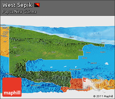 Satellite Panoramic Map of West Sepik, political outside