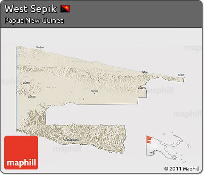 Shaded Relief Panoramic Map of West Sepik, cropped outside
