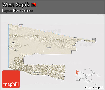Shaded Relief Panoramic Map of West Sepik, cropped outside