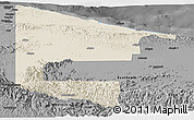 Shaded Relief Panoramic Map of West Sepik, darken, desaturated