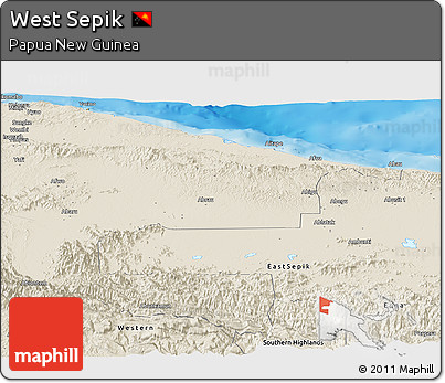 Shaded Relief Panoramic Map of West Sepik