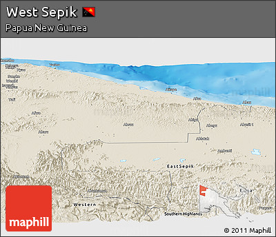 Shaded Relief Panoramic Map of West Sepik