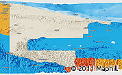 Shaded Relief Panoramic Map of West Sepik, political outside