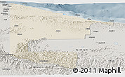 Shaded Relief Panoramic Map of West Sepik, semi-desaturated