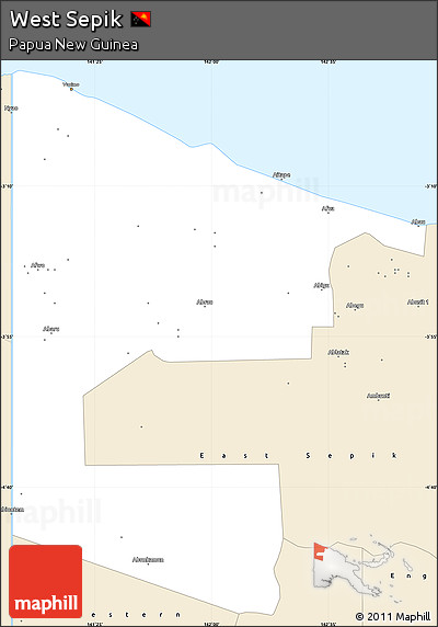 Classic Style Simple Map of West Sepik
