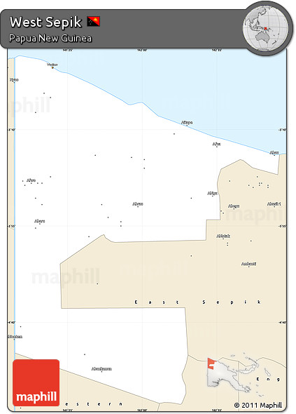 Classic Style Simple Map of West Sepik