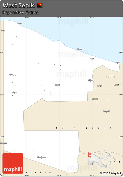Classic Style Simple Map of West Sepik