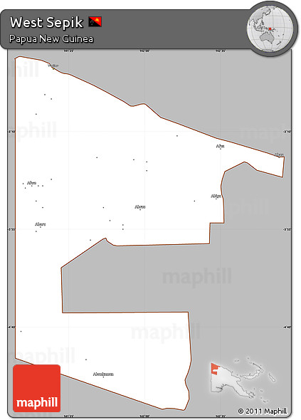 Gray Simple Map of West Sepik, cropped outside