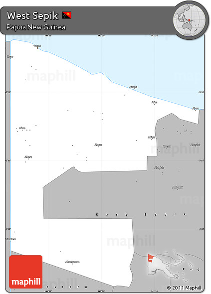 Gray Simple Map of West Sepik