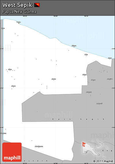 Gray Simple Map of West Sepik