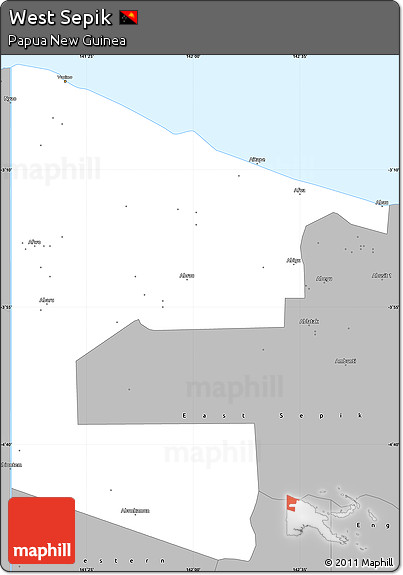 Gray Simple Map of West Sepik