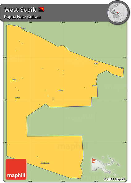 Savanna Style Simple Map of West Sepik, cropped outside