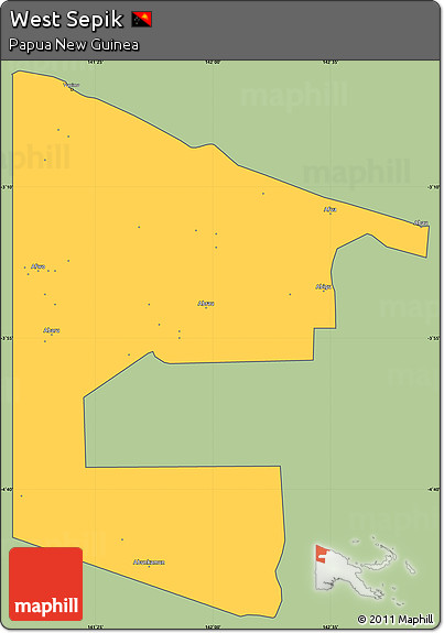 Savanna Style Simple Map of West Sepik, cropped outside