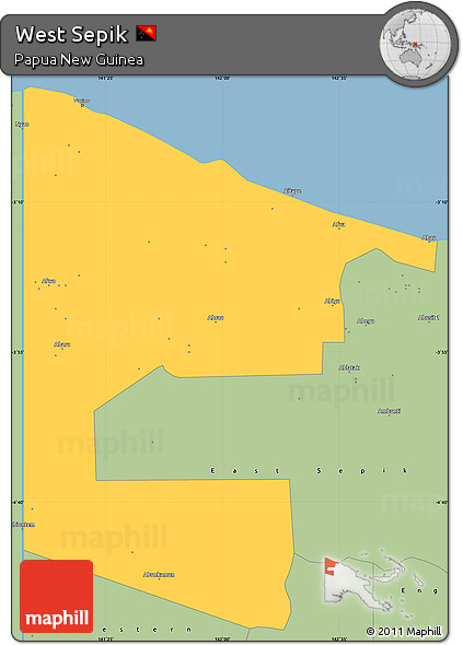 Savanna Style Simple Map of West Sepik