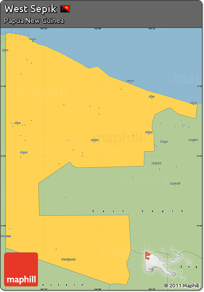 Savanna Style Simple Map of West Sepik