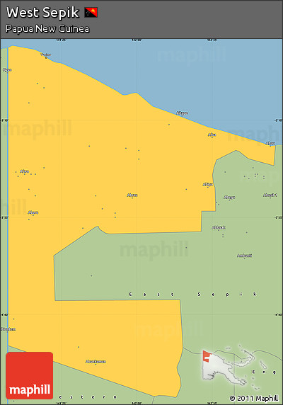 Savanna Style Simple Map of West Sepik