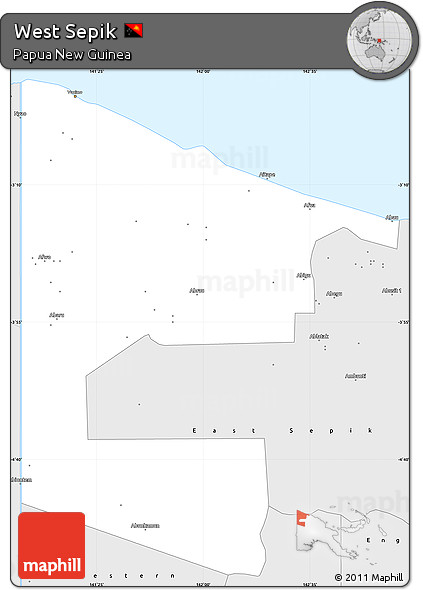 Silver Style Simple Map of West Sepik