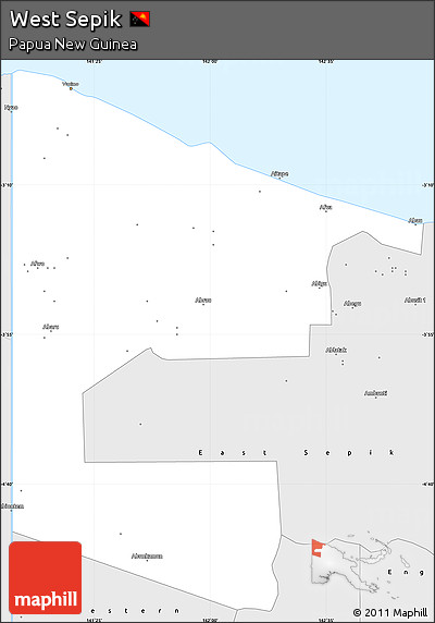 Silver Style Simple Map of West Sepik