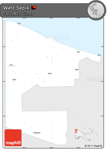 Silver Style Simple Map of West Sepik, single color outside
