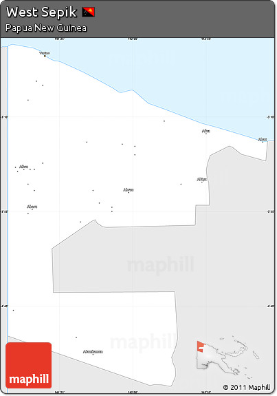Silver Style Simple Map of West Sepik, single color outside