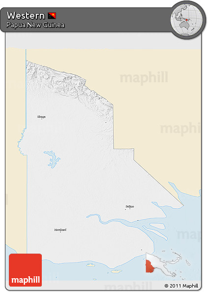 Classic Style 3D Map of Western, single color outside