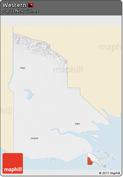 Classic Style 3D Map of Western, single color outside