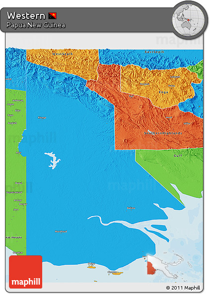 Political 3D Map of Western