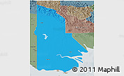 Political 3D Map of Western, semi-desaturated
