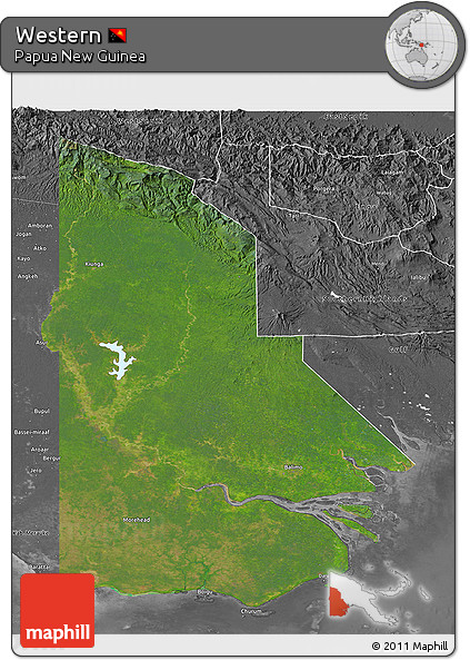 Satellite 3D Map of Western, desaturated