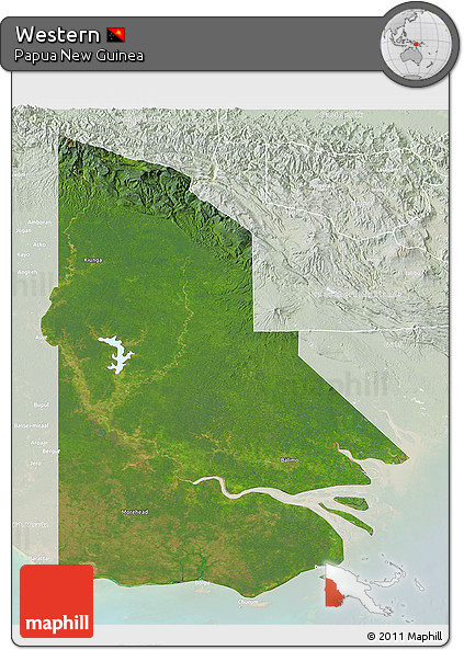 Satellite 3D Map of Western, lighten