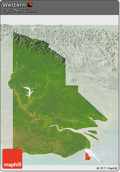 Satellite 3D Map of Western, lighten