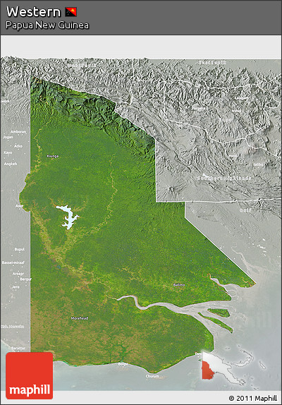 Satellite 3D Map of Western, lighten, semi-desaturated