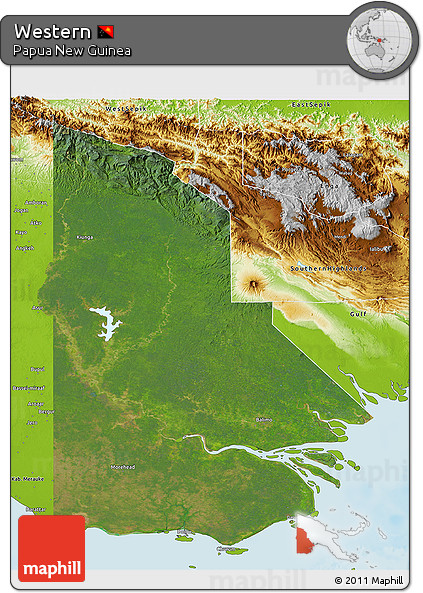 Satellite 3D Map of Western, physical outside